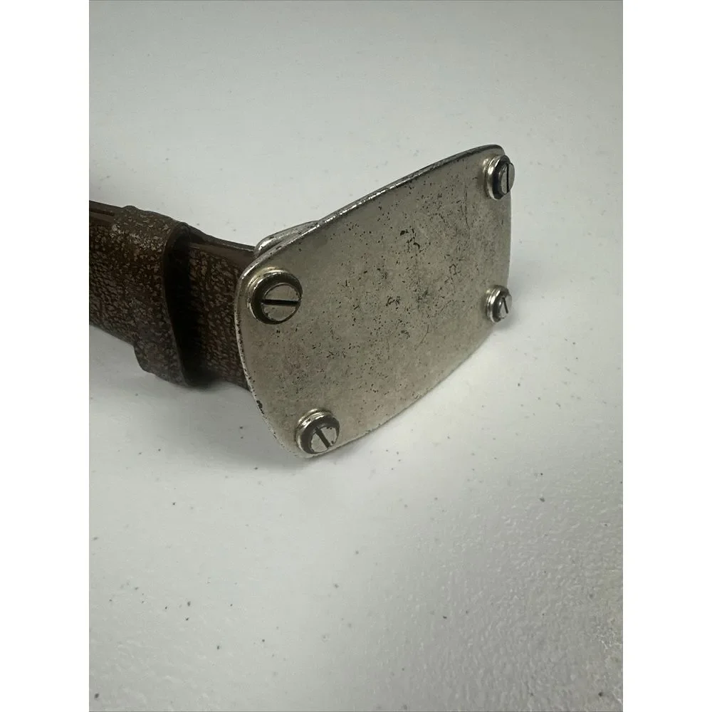 W. Kleinberg Brown Leather Belt with Silver-Tone Buckle